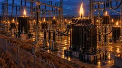 At night, every transformer in a fenced electrical substation is a giant black candle with a lit wick, wax running down over the insulators. The grid is now on candle power.