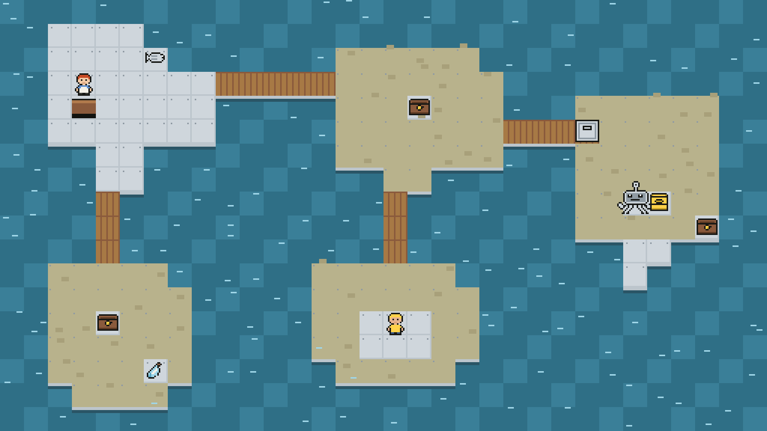The sardine-tin sea: the whole map from Always On, with its people and things where the game puts them