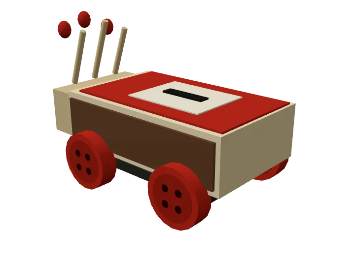 Matchbox, one of the six karts in Lap it up, on four buttons for wheels, drawn by the game’s own models