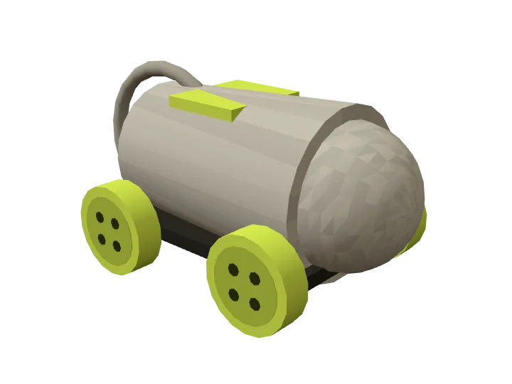 Thimble, one of the six karts in Lap it up, on four buttons for wheels, drawn by the game’s own models