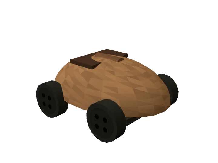Walnut shell, one of the six karts in Lap it up, on four buttons for wheels, drawn by the game’s own models