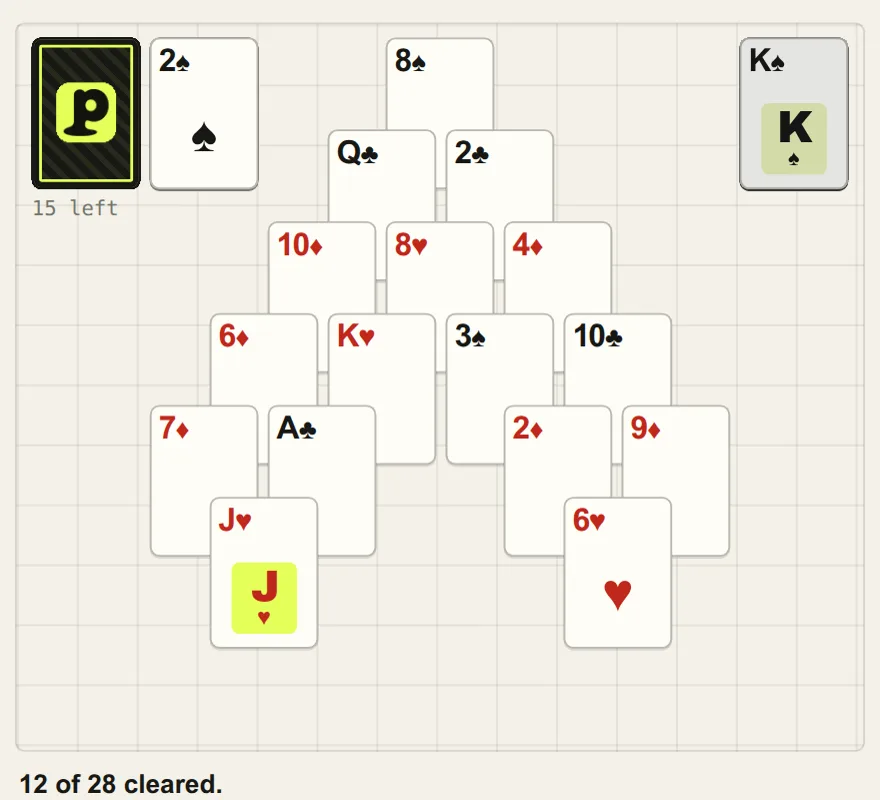 The cover of Pyramid Solitaire on games.slopped.site, a real capture